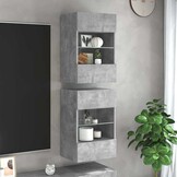 vidaXL Tv-wandmeubels met LED 2 st 40x30x60,5 cm betongrijs
