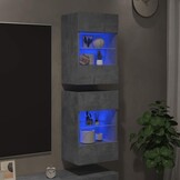 vidaXL Tv-wandmeubels met LED 2 st 40x30x60,5 cm betongrijs