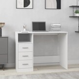 VidaXL Bureau met Lades - Wit (Nu 34% Korting)