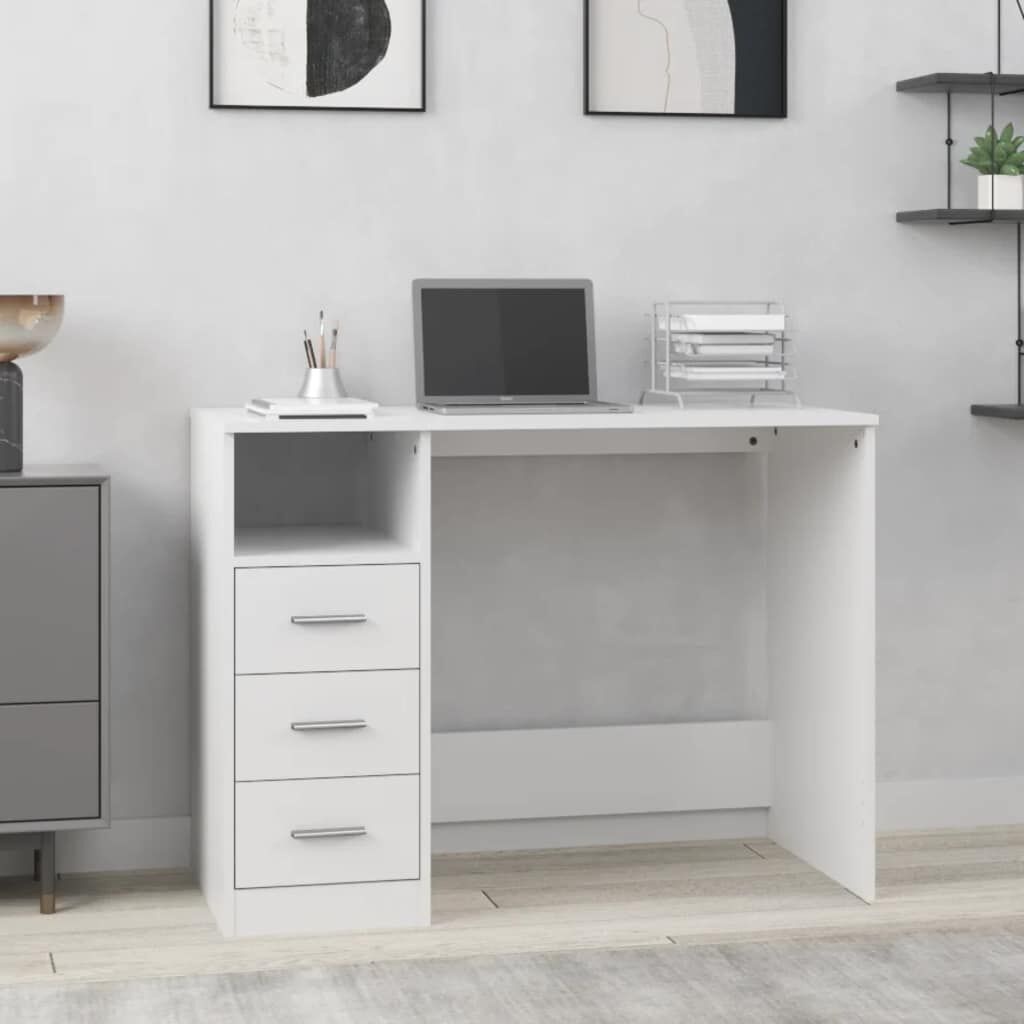 VidaXL Bureau met Lades - Wit (Nu 34% Korting)