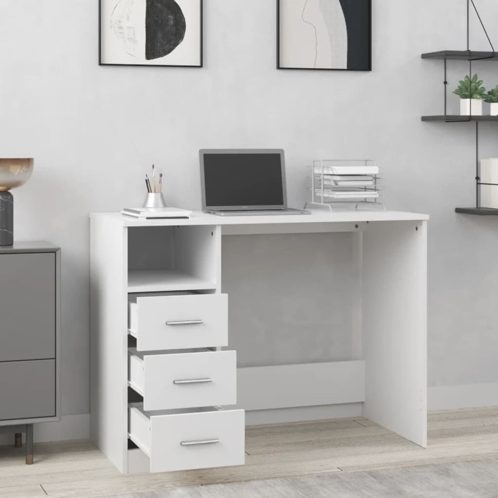 VidaXL Bureau met Lades - Wit (Nu 34% Korting)