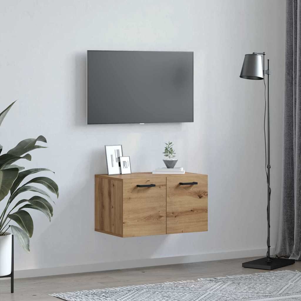 vidaXL Wandkast artisanaal eikenkleurig 60 x 36.5 x 35 cm Bewerkt hout