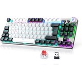 TECURS AZERTY Mechanisch Gaming Toetsenbord - 80% TKL, Backlit, Rood Switches, USB-C & 2.4G Draadloos