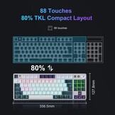 TECURS AZERTY Mechanisch Gaming Toetsenbord - 80% TKL, Backlit, Rood Switches, USB-C & 2.4G Draadloos