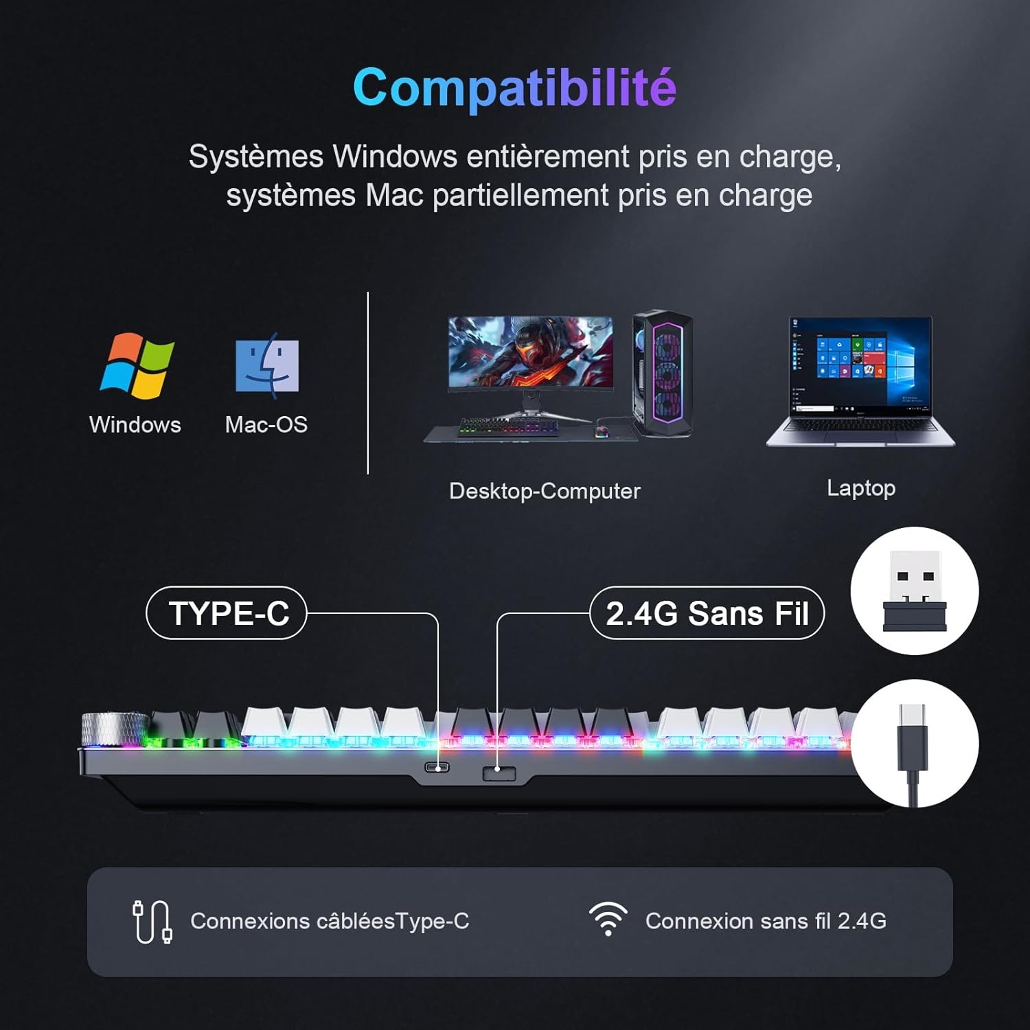 Gaming Toetsenbord AZERTY Mechanisch 80% TKL - 79% Korting