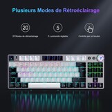 TECURS AZERTY Mechanisch Gaming Toetsenbord - 80% TKL, Backlit, Rood Switches, USB-C & 2.4G Draadloos