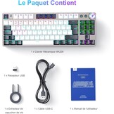 TECURS AZERTY Mechanisch Gaming Toetsenbord - 80% TKL, Backlit, Rood Switches, USB-C & 2.4G Draadloos