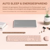 Draadloos toetsenbord en muis, volledig formaat, USB 2,4 GHz verbinding, retro ronde schrijfmachine, ultradun, stil, schattig computertoetsenbord voor Windows, Mac, tablet (roze) - Duits