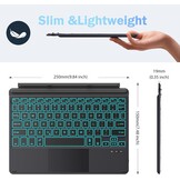 Toetsenbord voor Microsoft Surface Go 4 (2023) - Bluetooth, Trackpad, 7-kleuren LED, 77% Korting