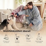 Bedsure Deken met mouwen voor volwassenen, sherpa, mouwdeken om aan te trekken, knuffeldeken met mouwen en capuchon, extra zacht sweatshirt, deken, volledige bodydeken als tv-deken, grijs
