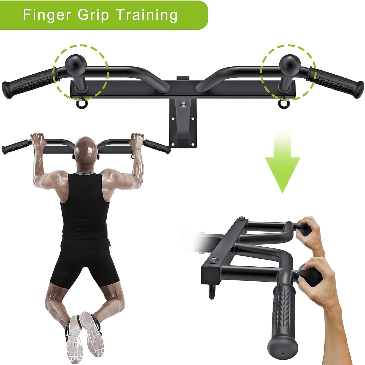 Kipika Heavy Duty optrekstang, wandmontage, multifunctionele optrekstang, verstelbare optrekbanden voor pull-ups, body, workout, thuis, gym, systeem, bokszak, hanger, weerstandsbanden, training