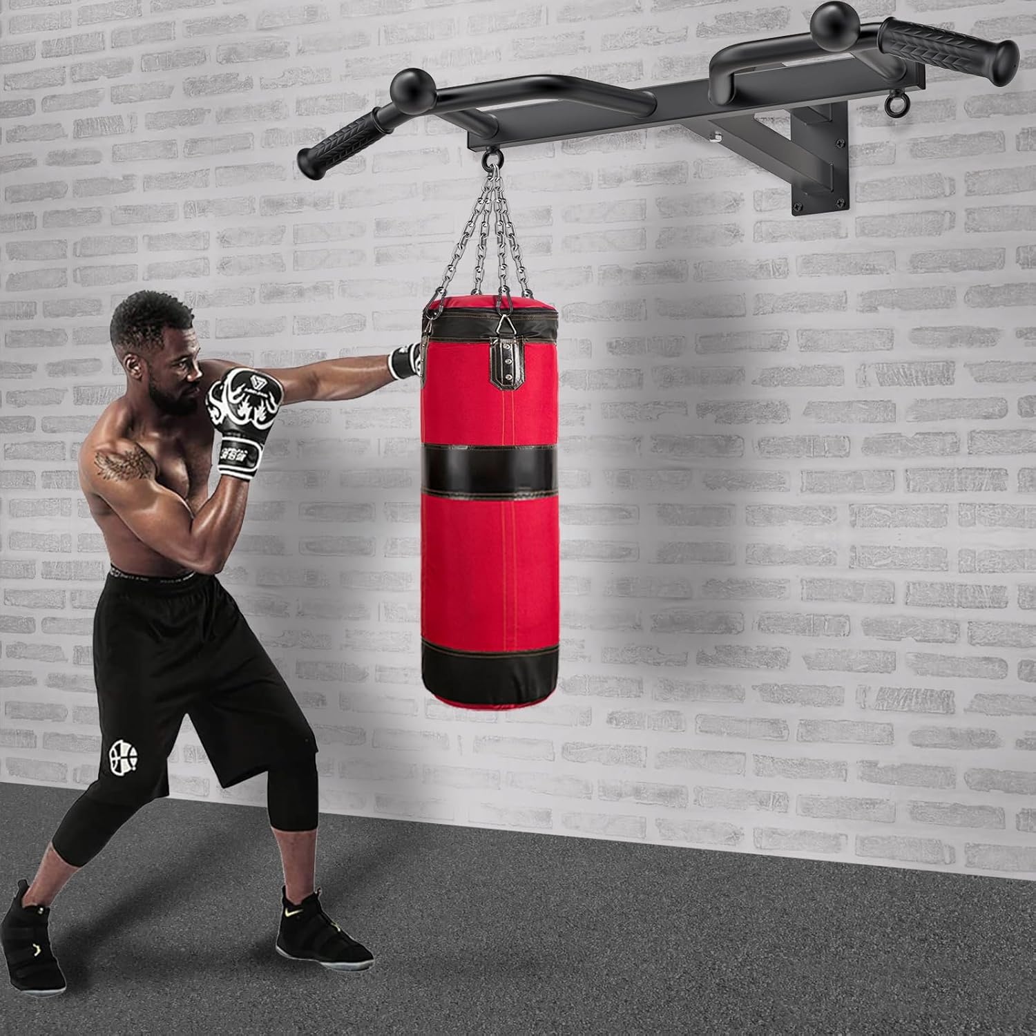Kipika Heavy Duty optrekstang, wandmontage, multifunctionele optrekstang, verstelbare optrekbanden voor pull-ups, body, workout, thuis, gym, systeem, bokszak, hanger, weerstandsbanden, training