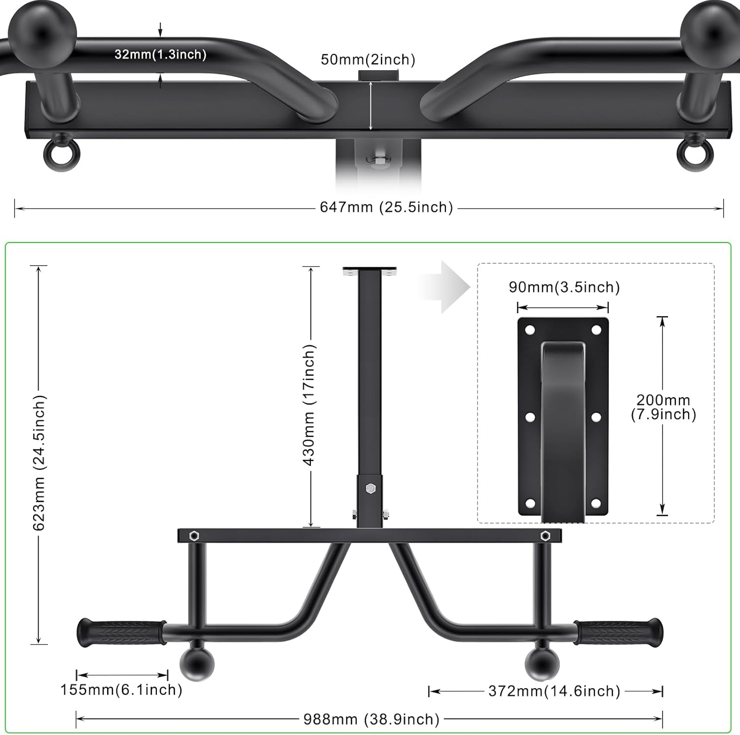 Kipika Heavy Duty optrekstang, wandmontage, multifunctionele optrekstang, verstelbare optrekbanden voor pull-ups, body, workout, thuis, gym, systeem, bokszak, hanger, weerstandsbanden, training