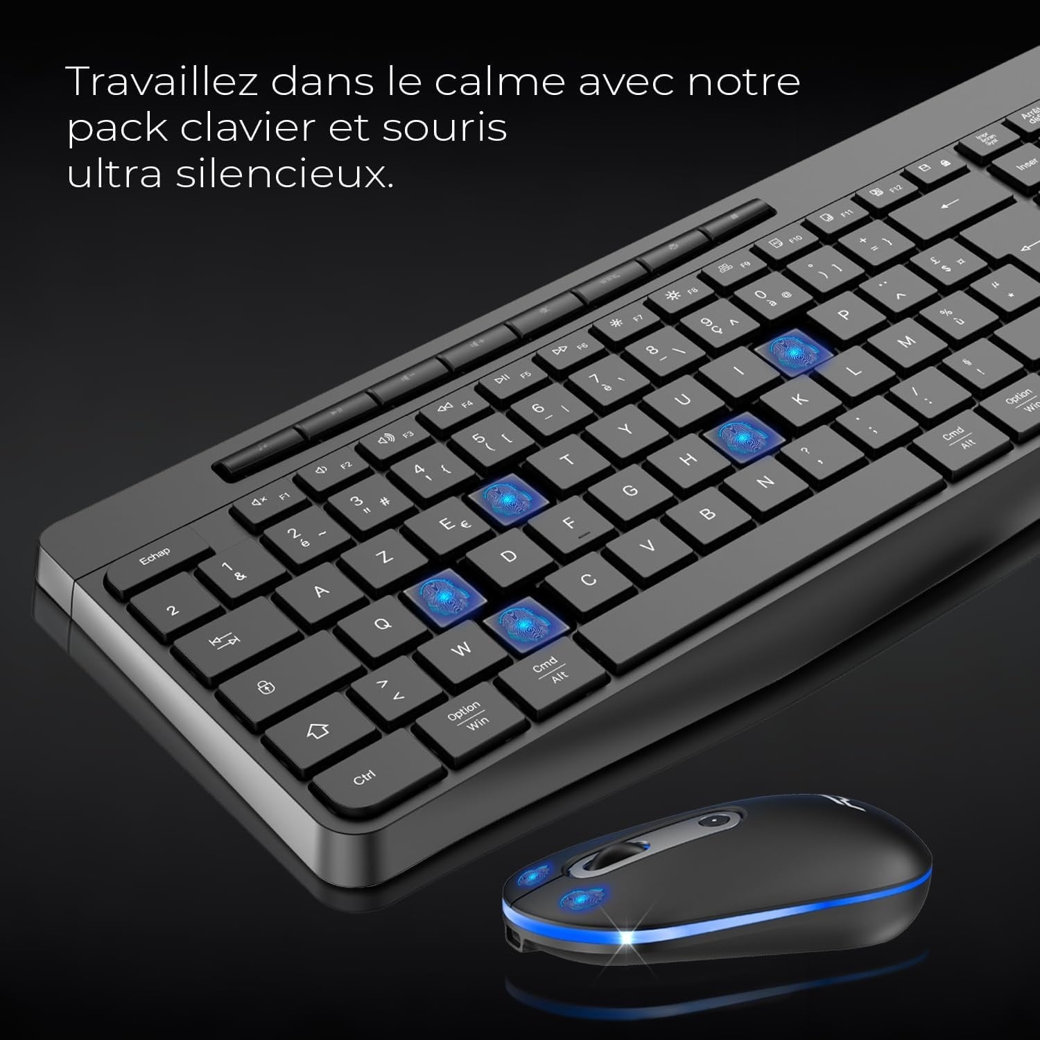 AD Advance R-Type Draadloos Toetsenbord en Muis Set met Anti-slip Mat, RGB Verlichting, 1600 DPI