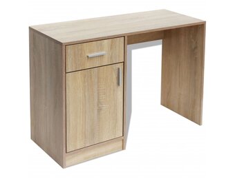 vidaXL Bureau met lade en kastje 100x40x73 cm eiken
