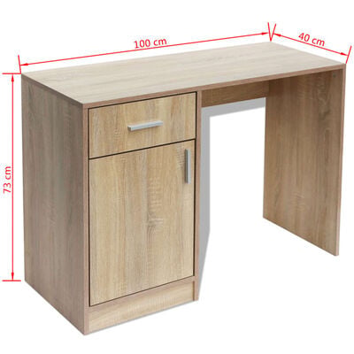 Bureau met Lade & Kastje - Eiken - 100x40x73 cm (54% Korting)