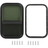 Camperraam, zwart, zijraam, 590 x 390 mm, caravanraam met scherm, getint gehard glas voor camper, aanhanger, camperraam