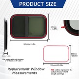 Camperraam, zwart, zijraam, 590 x 390 mm, caravanraam met scherm, getint gehard glas voor camper, aanhanger, camperraam