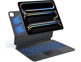 TECURS Toetsenbordhoes voor iPad Pro 13 inch 2024 (M4), Magic Keyboard voor iPad Pro 13 met trackpad, magnetisch zwevend design, licht, draagbaar, draadloos toetsenbord, QWERTZ, zwart
