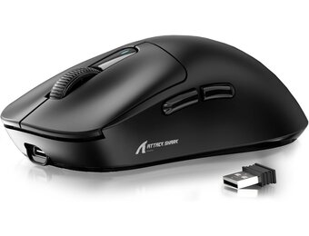 ATTACK SHARK X3 49g SUPERLIGHT-muis, PixArt PAW3395-gamingsensor, BT/2.4G draadloze/bedrade gamingmuis, 26000 DPI, 200 uur batterij, kantoormuizen voor Win11/Xbox/PS/Mac (zwart)