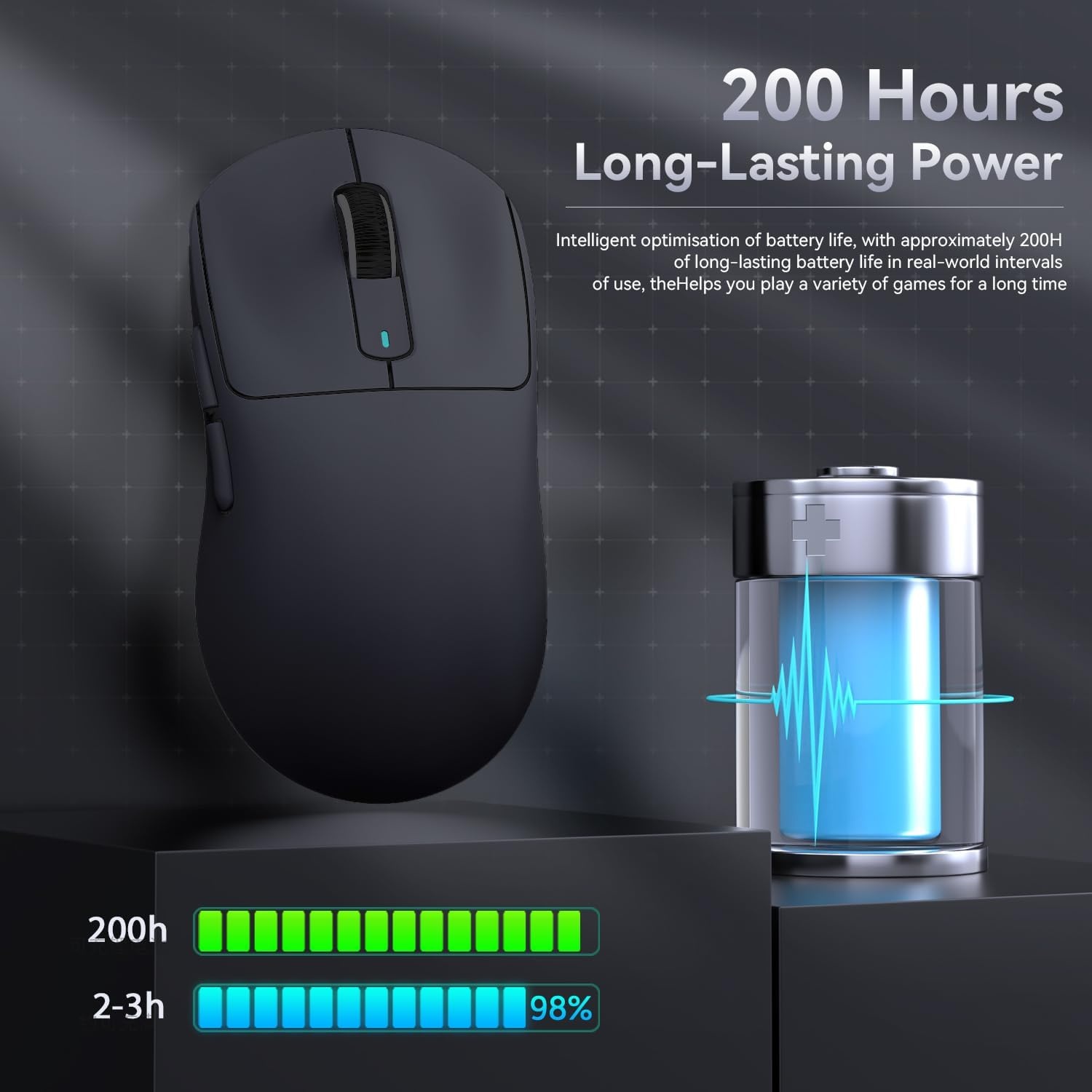 ATTACK SHARK X3 49g SUPERLIGHT-muis, PixArt PAW3395-gamingsensor, BT/2.4G draadloze/bedrade gamingmuis, 26000 DPI, 200 uur batterij, kantoormuizen voor Win11/Xbox/PS/Mac (zwart)