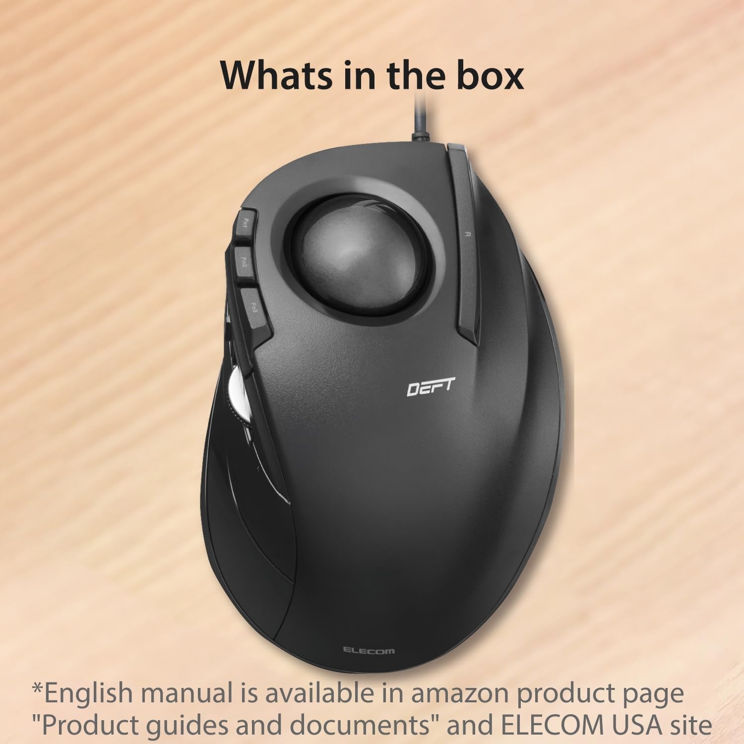 Elecom M-DT2URBK Trackball Muis Zwart voor PC/Mac met 4-weg Scrollwiel