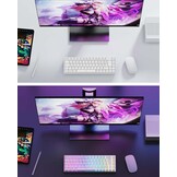 TECURS Mechanisch Gaming Toetsenbord Azerty 65% TKL Wireless RGB Bluetooth/2.4G/Type-C 68 toetsen Rode switches Wit