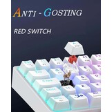 TECURS Mechanisch Gaming Toetsenbord Azerty 65% TKL Wireless RGB Bluetooth/2.4G/Type-C 68 toetsen Rode switches Wit