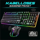 SPIRIT OF GAMER Set draadloos gaming-toetsenbord, zwart, oplaadbaar, RGB, QWERTZ met achtergrondverlichting, semi-mechanisch gamingtoetsenbord, aluminium structuur, draadloze muis 4800 DPI | PS4/PS5,