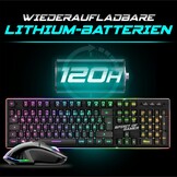 SPIRIT OF GAMER Set draadloos gaming-toetsenbord, zwart, oplaadbaar, RGB, QWERTZ met achtergrondverlichting, semi-mechanisch gamingtoetsenbord, aluminium structuur, draadloze muis 4800 DPI | PS4/PS5,