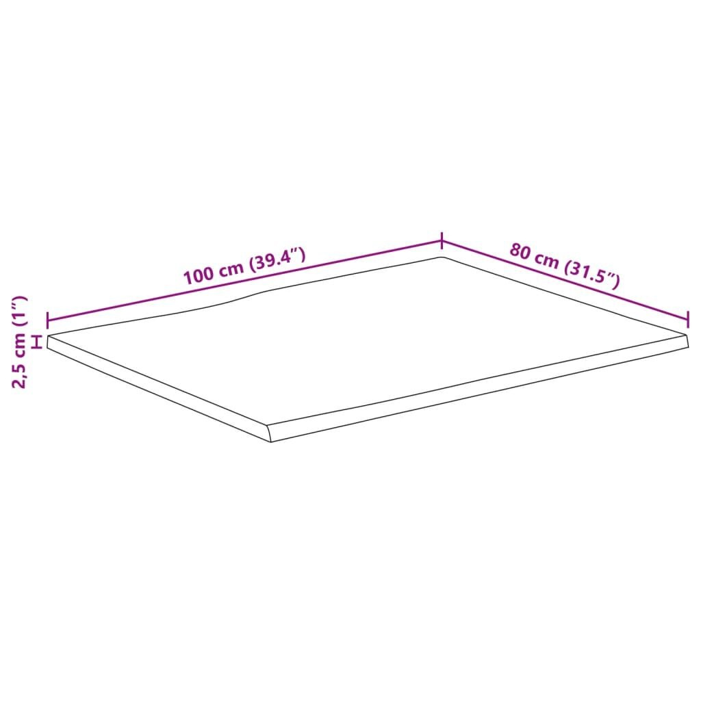 vidaXL Tafelblad met natuurlijke rand 100x80x2,5 cm massief mangohout