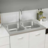 RVS Gootsteen Dubbele Bak met Afdruiprek - 30% Korting