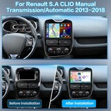Inefala 2G+64G Autoradio Android voor Renault Clio 2013-2018 Wireless Carplay Android Auto met 10" Scherm met GPS WiFi BT USB SWC Achteruitrijcamera