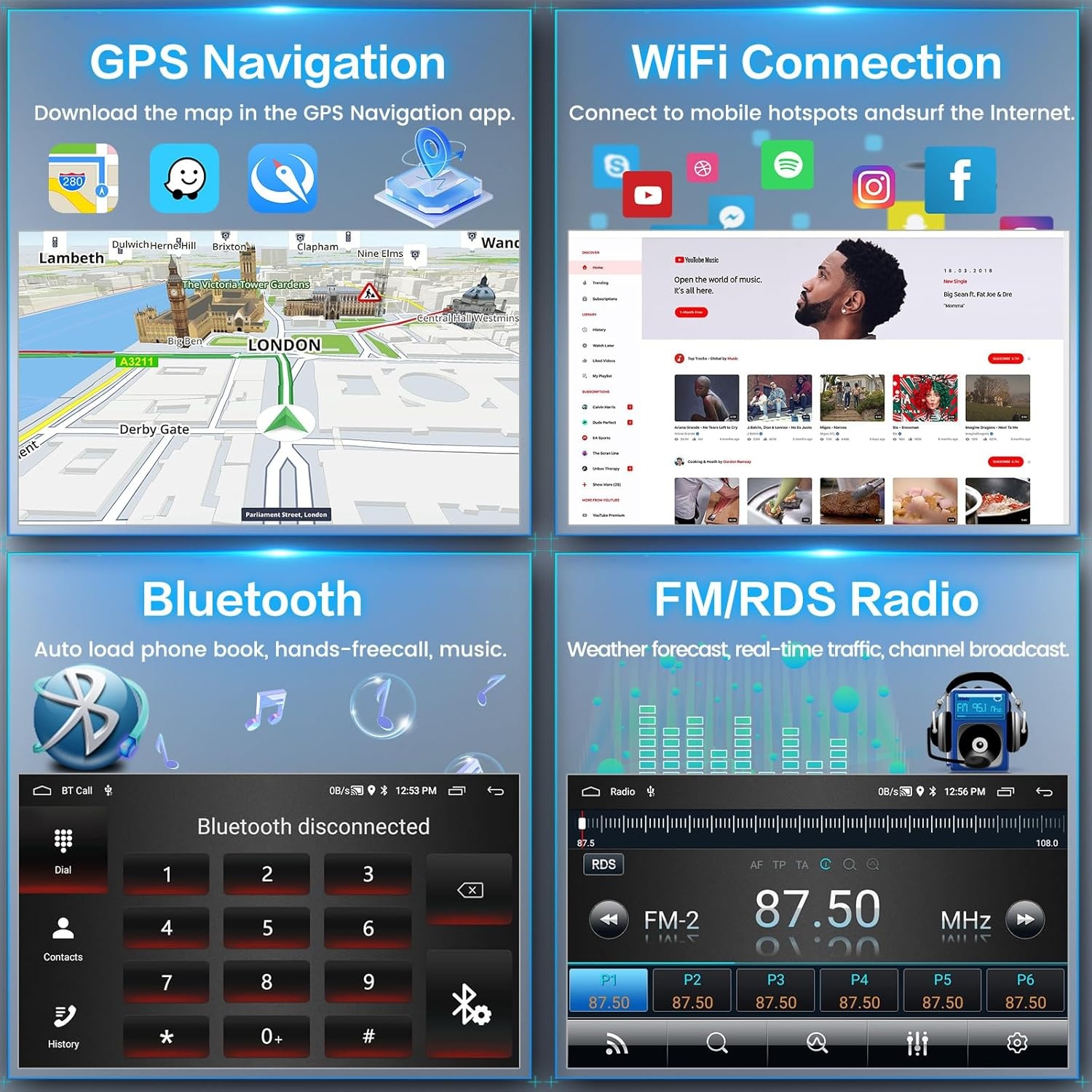 Inefala 2G+64G Autoradio Android voor Renault Clio 2013-2018 Wireless Carplay Android Auto met 10" Scherm met GPS WiFi BT USB SWC Achteruitrijcamera