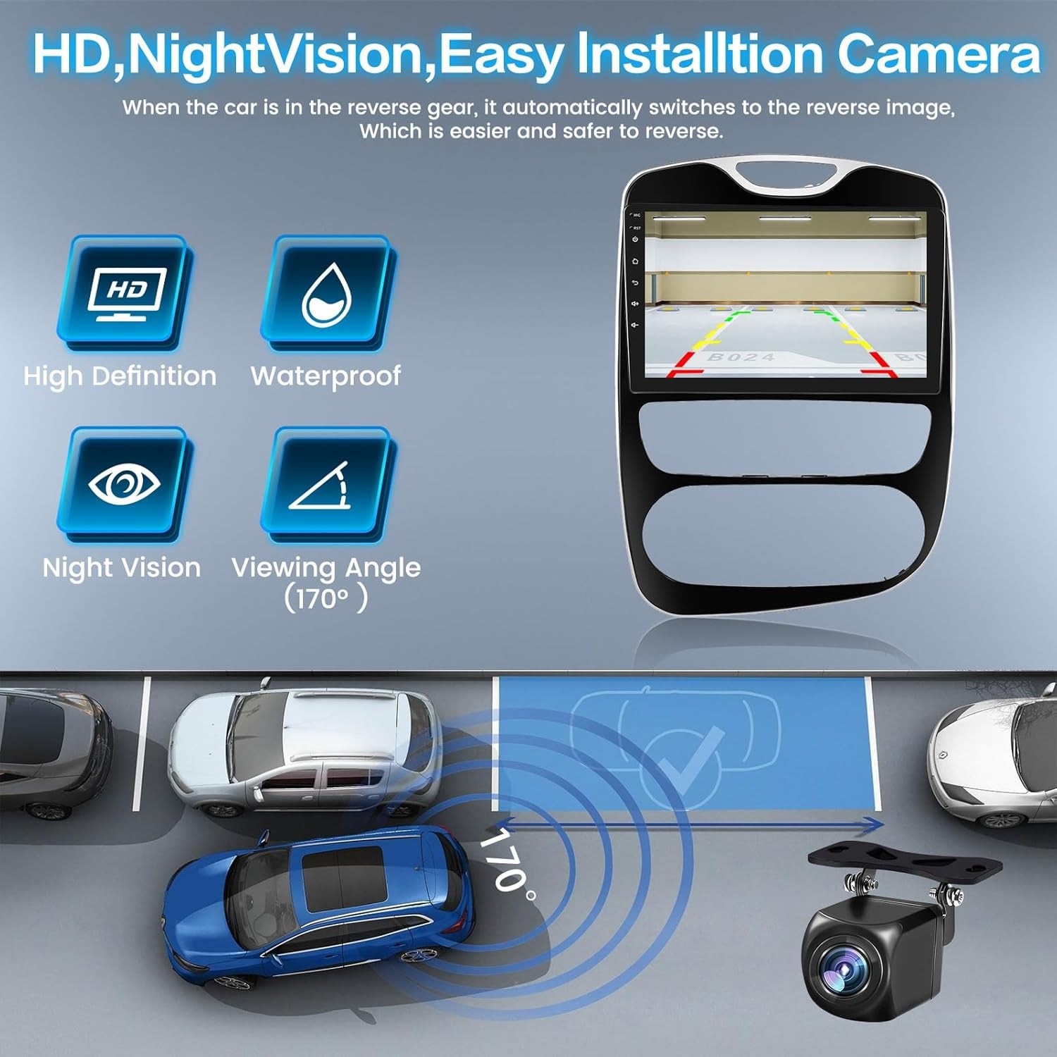 Inefala 2G+64G Autoradio Android voor Renault Clio 2013-2018 Wireless Carplay Android Auto met 10" Scherm met GPS WiFi BT USB SWC Achteruitrijcamera
