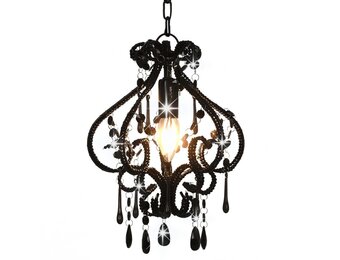 Zwarte Plafondlamp met kralen - E14 fitting - 33% korting