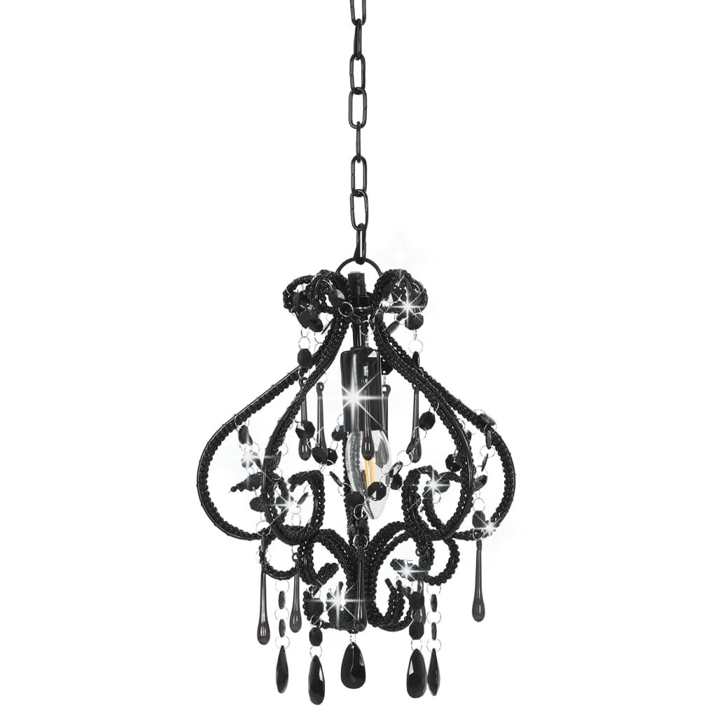 Zwarte Plafondlamp met kralen - E14 fitting - 33% korting