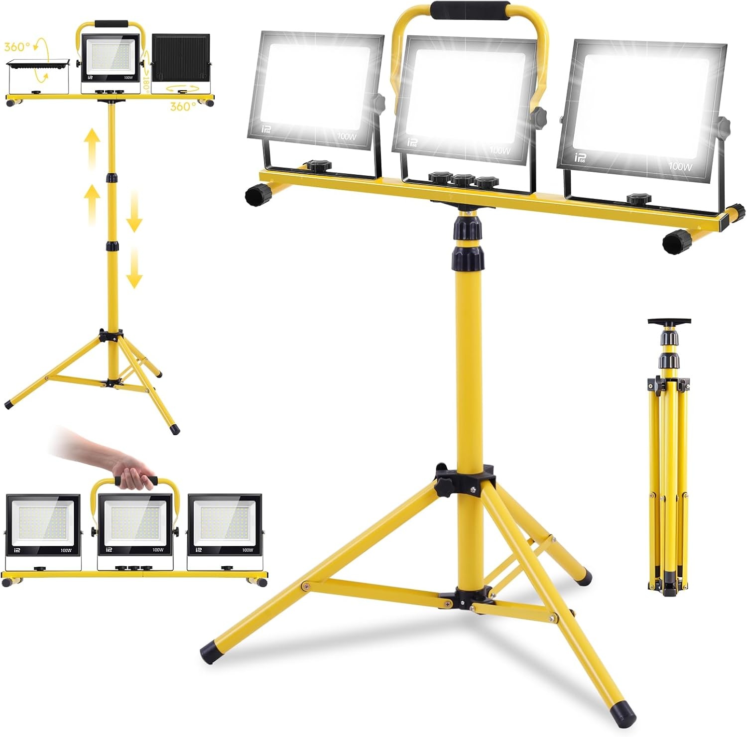 300W LED Bouwplaatsspot met Statief | 24.000lm | 6500K Wit Licht | 29% Korting