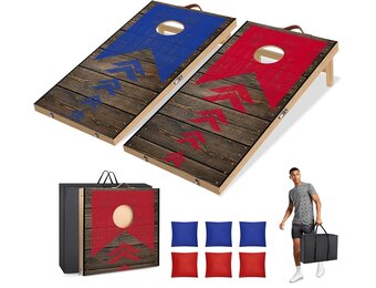 2x Cornhole Spel Set 60 x 30 cm Multikleur - Outdoor Toss Game met 8 Bean Bags en Draagtas