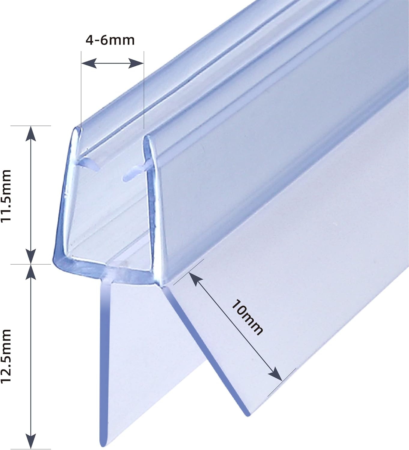 Douchestrip Vervangingsprofiel 2x 100cm Transparant PVC voor Glas 4/5/6mm - 77% Korting