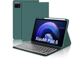 Donkergroene Toetsenbordhoes met AZERTY Bluetooth & 7-kleuren Verlichting | Xiaomi Pad 6/6 Pro | 65% Korting