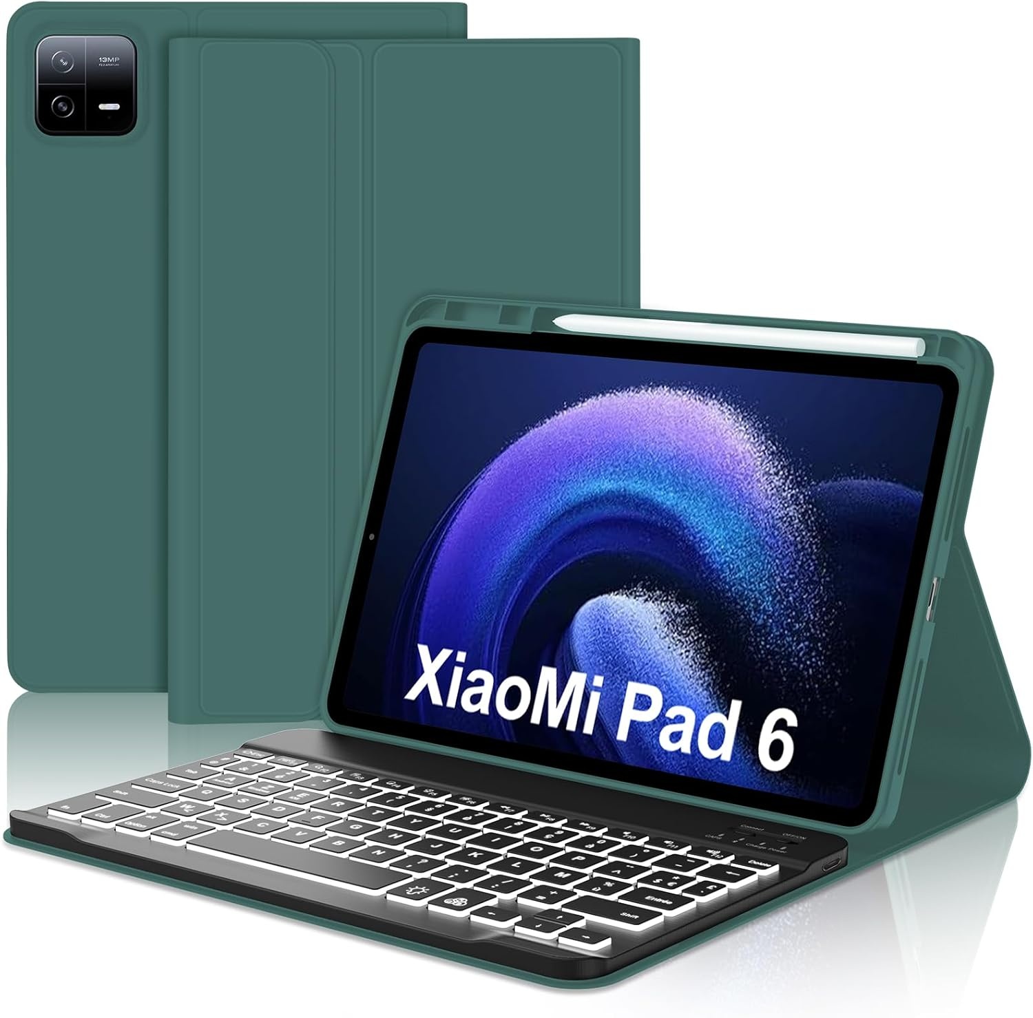 Toetsenbordhoes AZERTY Donkergroen voor Xiaomi Pad 6/6 Pro 11" (73% korting)