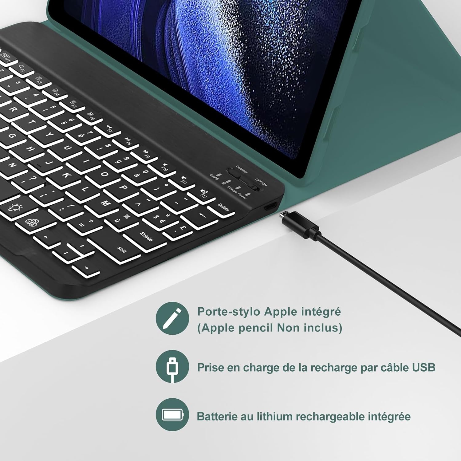 Toetsenbordhoes AZERTY Donkergroen voor Xiaomi Pad 6/6 Pro 11" (73% korting)