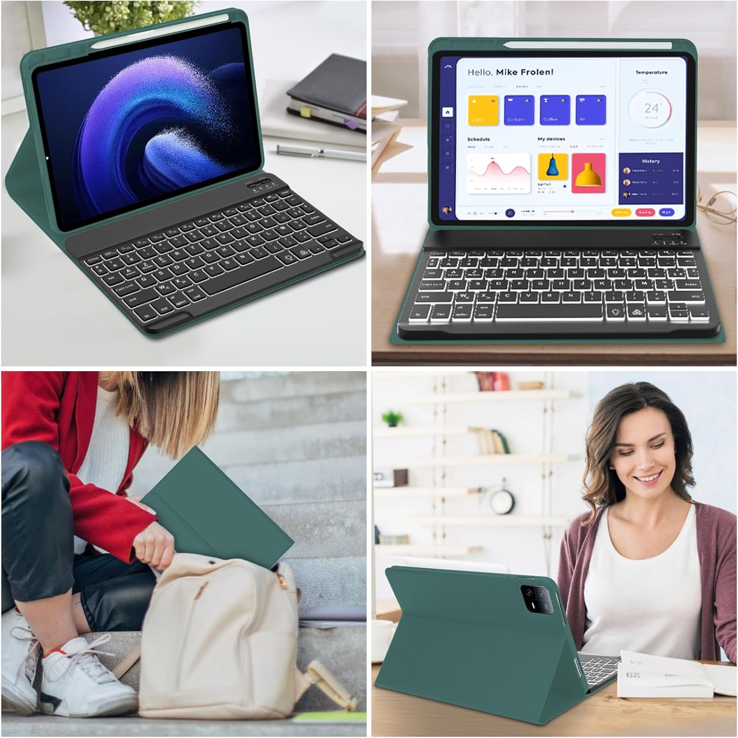 AZERTY Toetsenbordhoes Donkergroen | Xiaomi Pad 6/6 Pro | 68% Korting