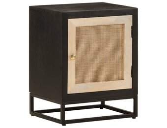 vidaXL Nachtkastje 40x30x50 cm massief mangohout en ijzer zwart
