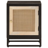 vidaXL Nachtkastje 40x30x50 cm massief mangohout en ijzer zwart