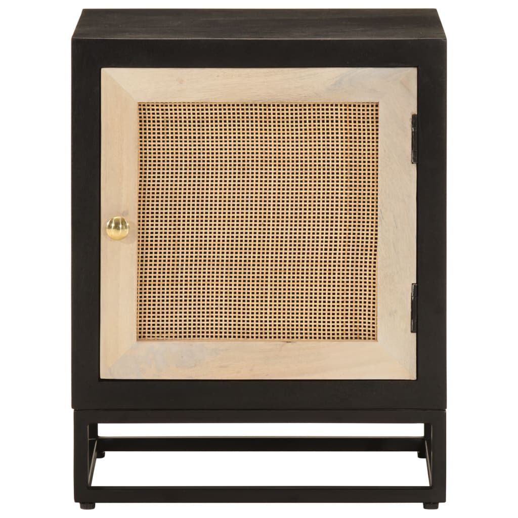 vidaXL Nachtkastje 40x30x50 cm massief mangohout en ijzer zwart