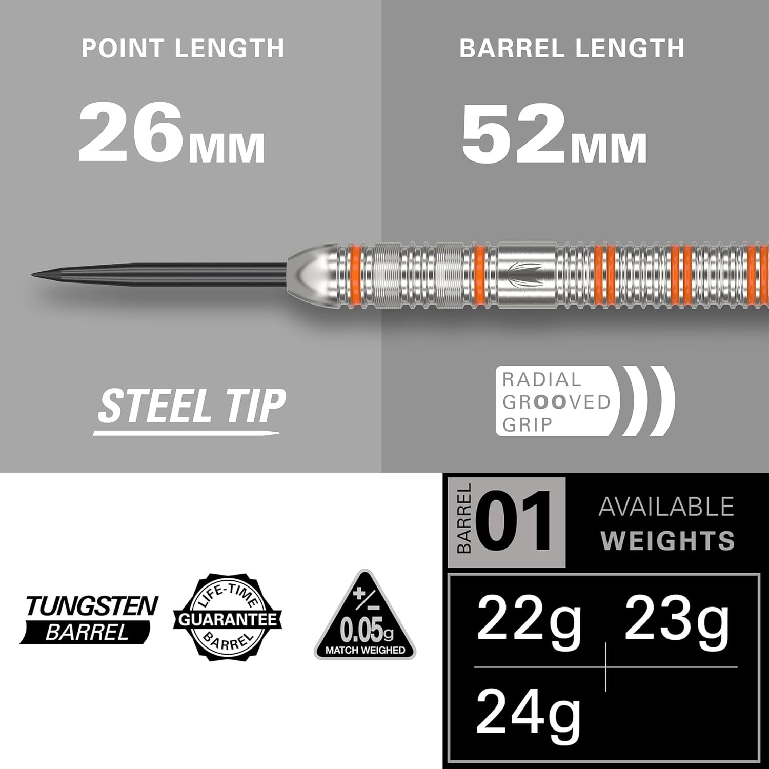 Target Darts Raymond van Barneveld RVB 22G/23G/24G Wolfraam Stalen Uiteinde Darts Set - 9 Pro Grip Schachten - 9 Pro Ultra Vluchten – Dart Portemonnee - Dart Counter App Coupon Bundle
