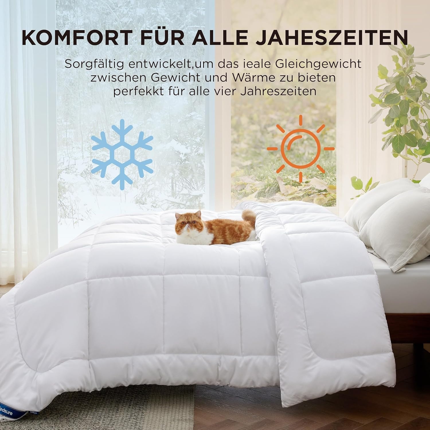 BEDSURE Dekbed 135x200 4 Seizoenen - Dekbedden 135x200cm Oeko-TEX Gecertificeerd - 300GSM Zachte Warme Duvet Slaapdeken voor Allergiepatiënten, Wit - Maat 135x200 cm