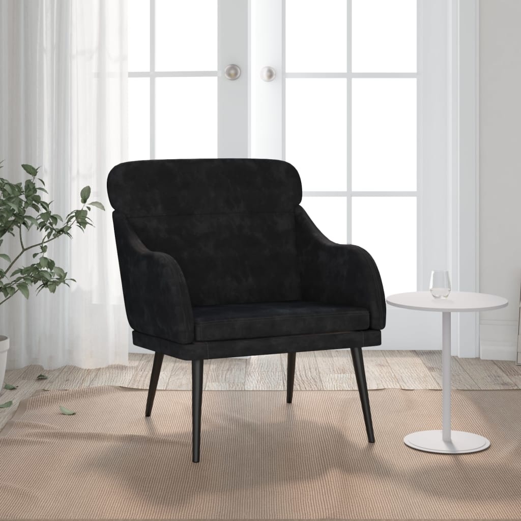 Zwarte Fluweel Fauteuil met Metalen Frame - 34% Korting